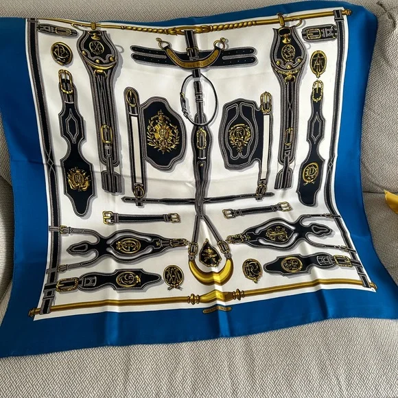 Hermes "Harnais des Presidents" silk vintage 1968 by Marie-Françoise Heron - Picture 1 of 3